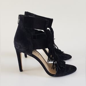 Via Spiga Eilish Black Suede Fringe Heel Size 8 M